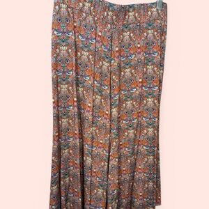 Women’s Floral Print Midi Skirt - Orange Multicolor